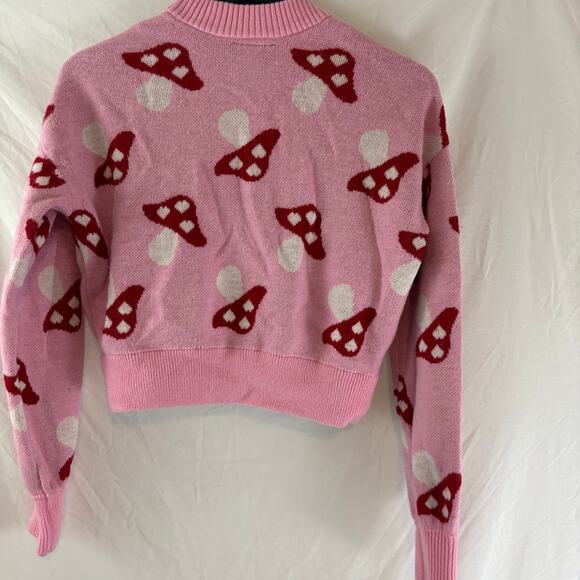 Sweet Society Hot Topic Mushroom Toadstool Print Cardigan Sweater Small Cropped - Picture 5 of 5